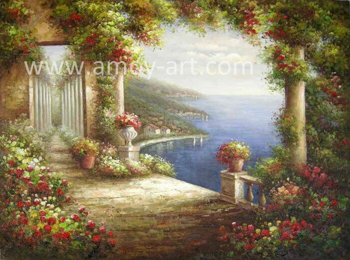 Handmade Mediterranean Landscape Oil Paintings for Wall Decor