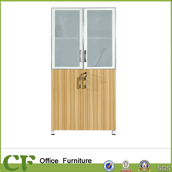 Modern Wooden File Cabinet with Glass Doors