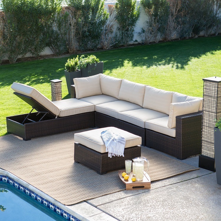 L Shape Outdoor Leisure Sofa Garden Furniture Rattan Sofa (S241)