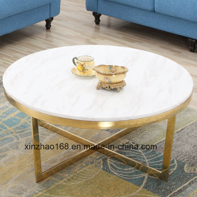 Golden Frame Marble Stainless Table