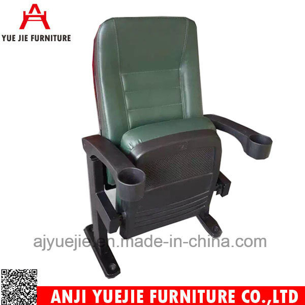 Green PU Leather Cover Theatre Cinema Chair with Cup Holder Yj1807g