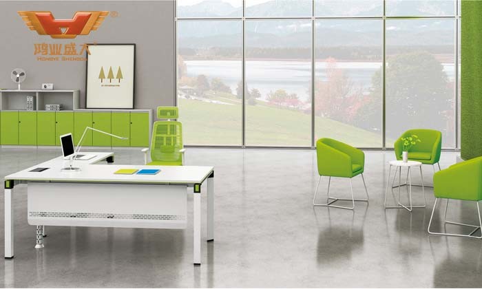 Popular Steel Leg L Shape Modern Office Desk (H50-0102)