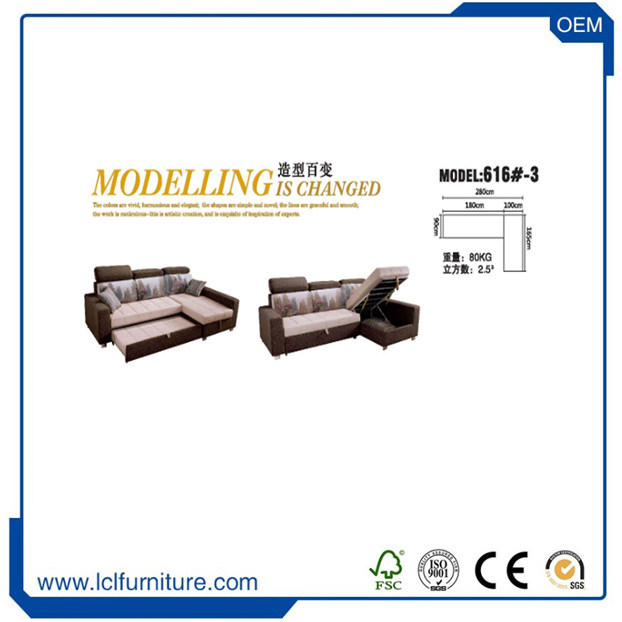 Modern Sofa Come Bed Design / Pull out Sofa Bed / New Model Leather Corner Sofa Bed