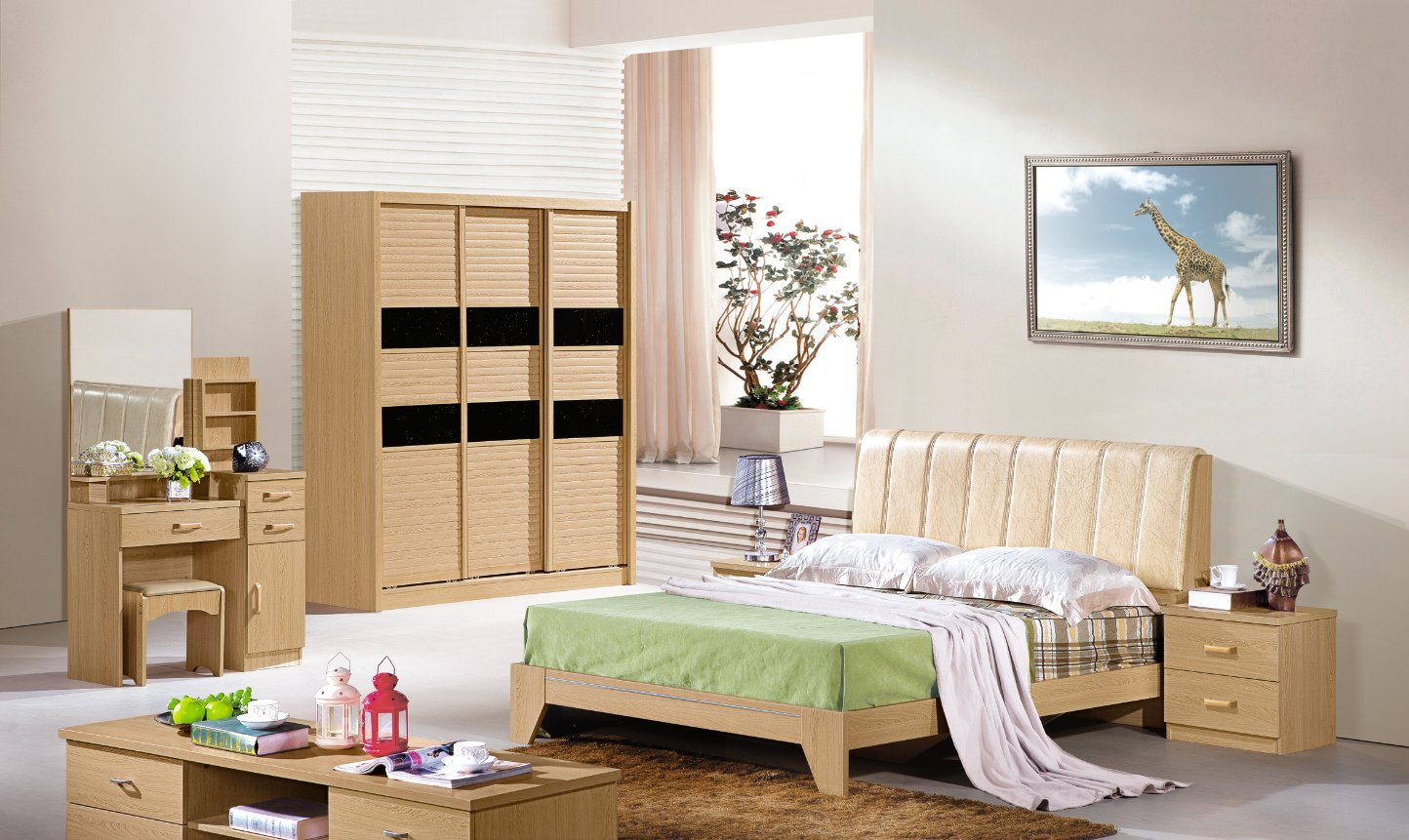 1.8m Bed Wenge Color Bedroom Bed for Furniture Suite