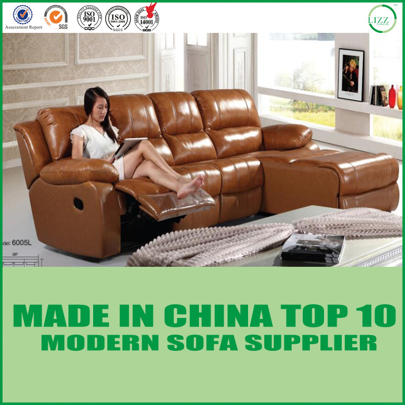 Wooden Leisure Furniture Electric Genuine Leather Sofa Bed