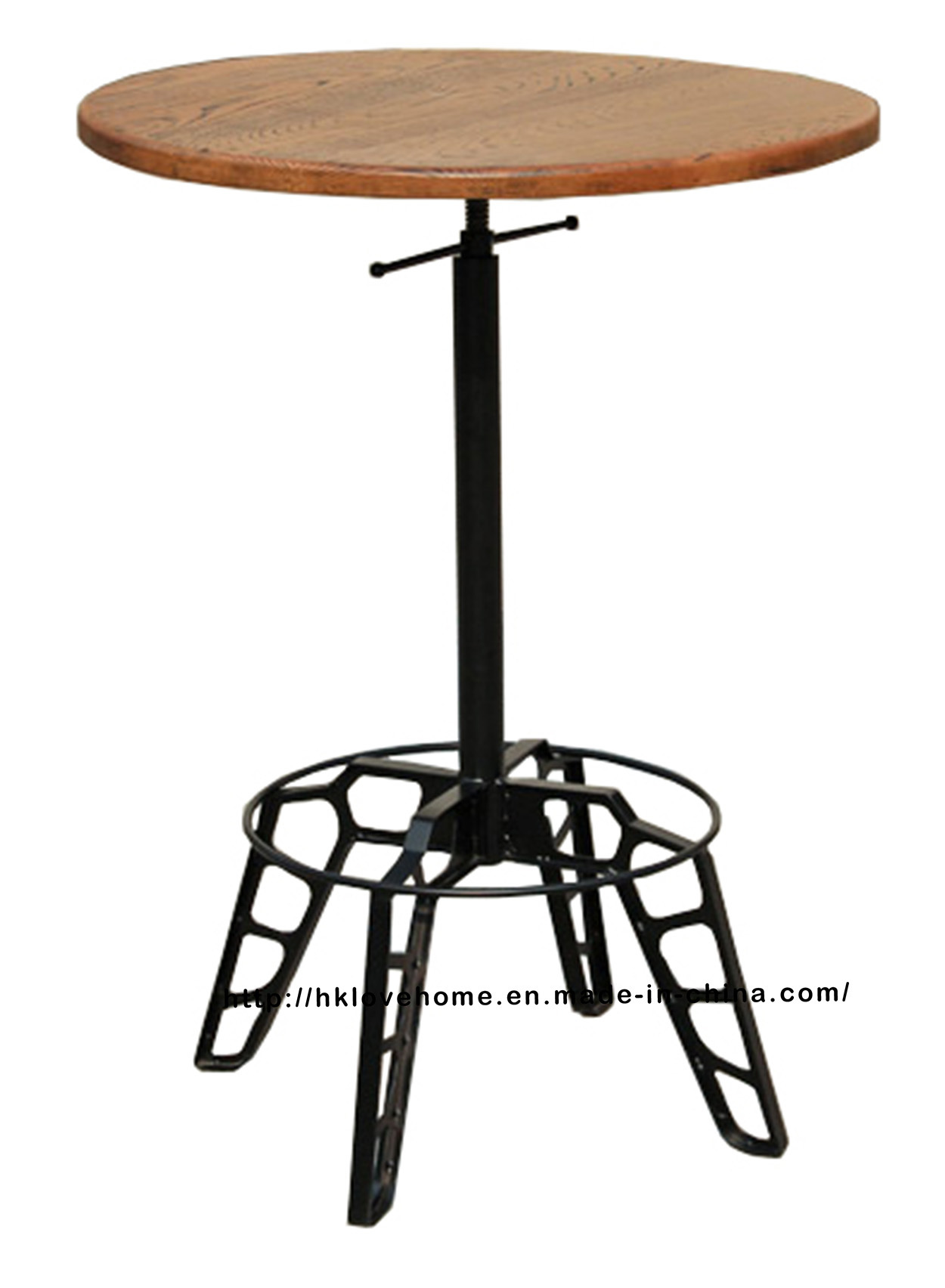 Industrial Steel Restaurant Wooden Vintage Swivel Dining Table