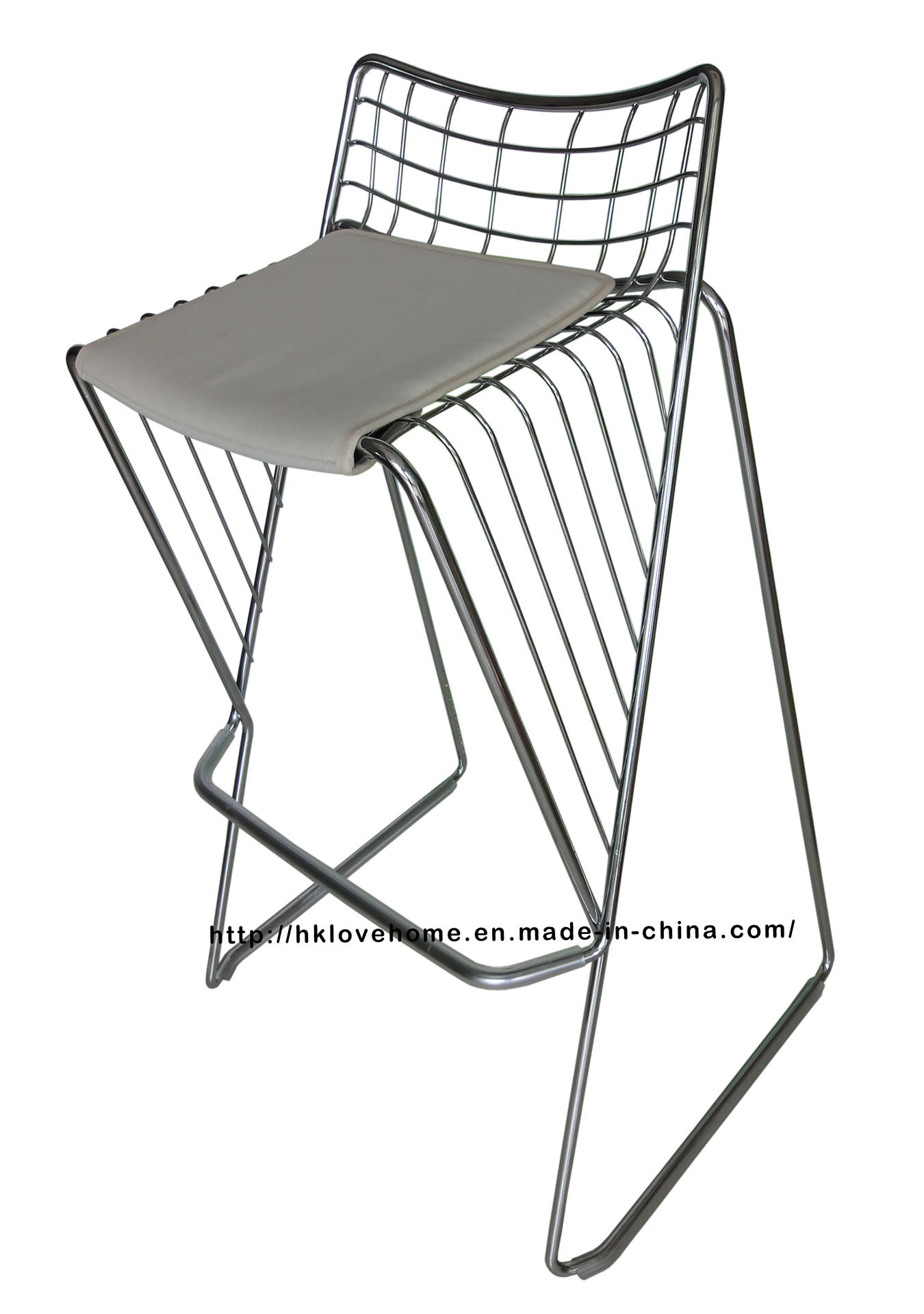 Modern Dining Restaurant Stackable Strings Steel Wire Bar Chair