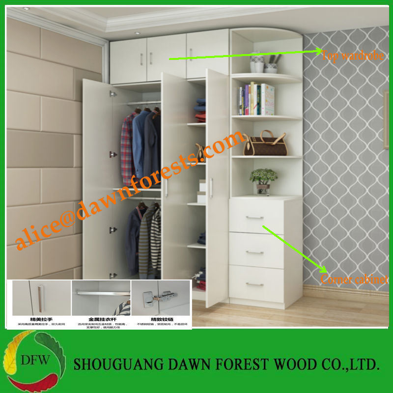 Popular Design Home Furniture 2 Door Wooden Wardrobe