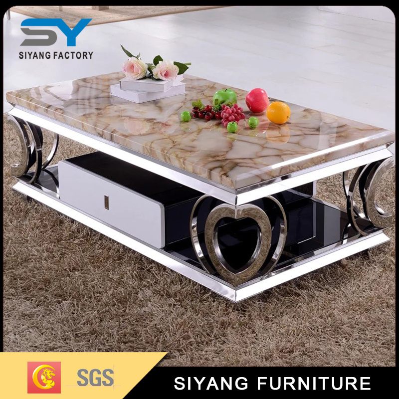 Home Furniture Heart Shaped Stainless Steel Coffee Table