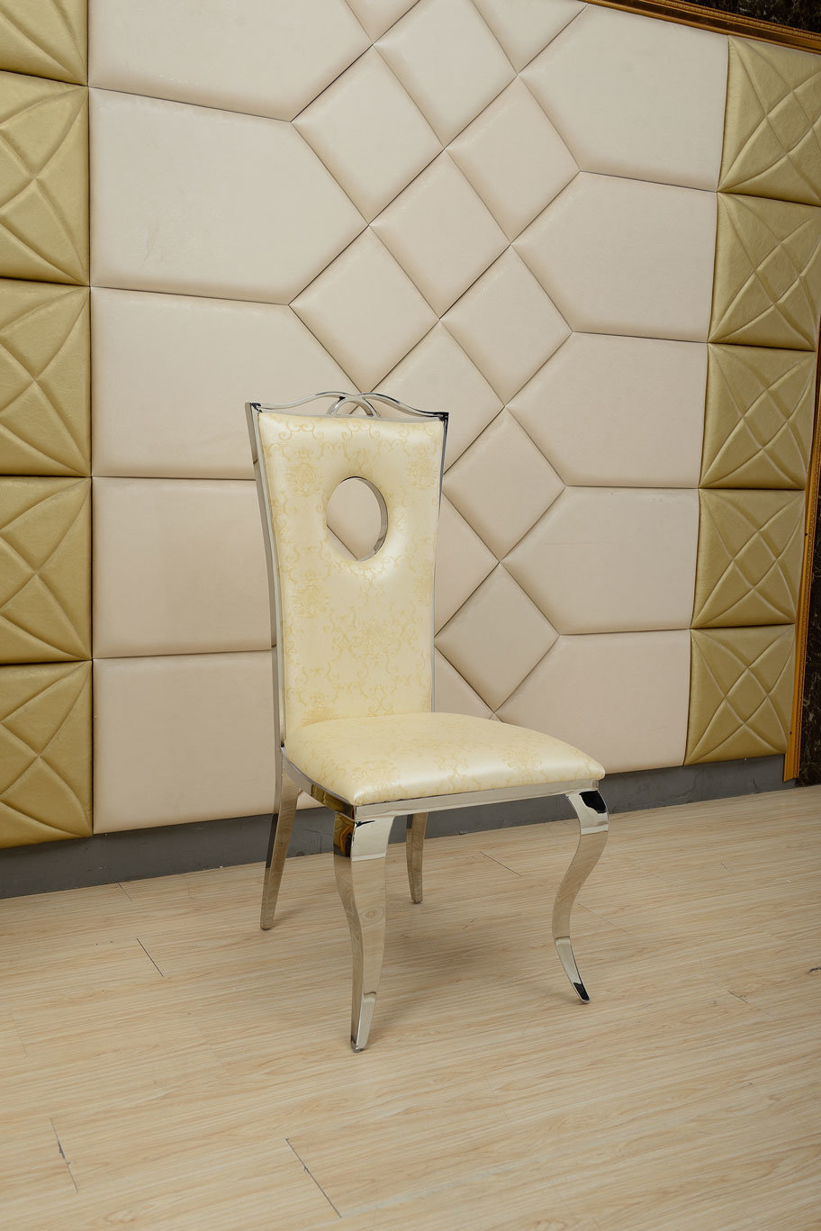 Rose Gold White PU Leather Dining Chair