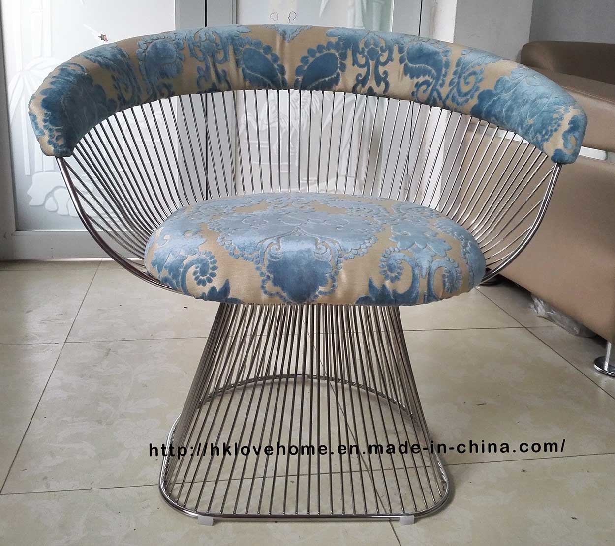 Leisure Dining Restaurant Cushion Metal Outdoor Steel Wire Chair