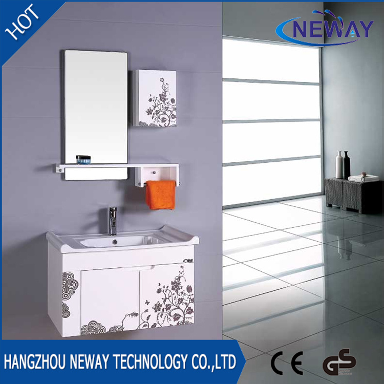 Wholesale Bathroom Plastic Vanity Cabinet with Side Cabinet