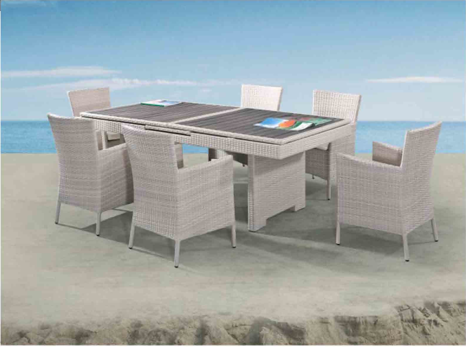 Telescopic Platform Rattan Table with Chair