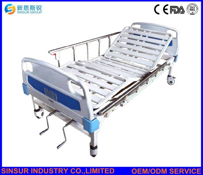 Aluminum-Alloy Guardrail Double-Crank Manual Medical Instrument Hospital Beds