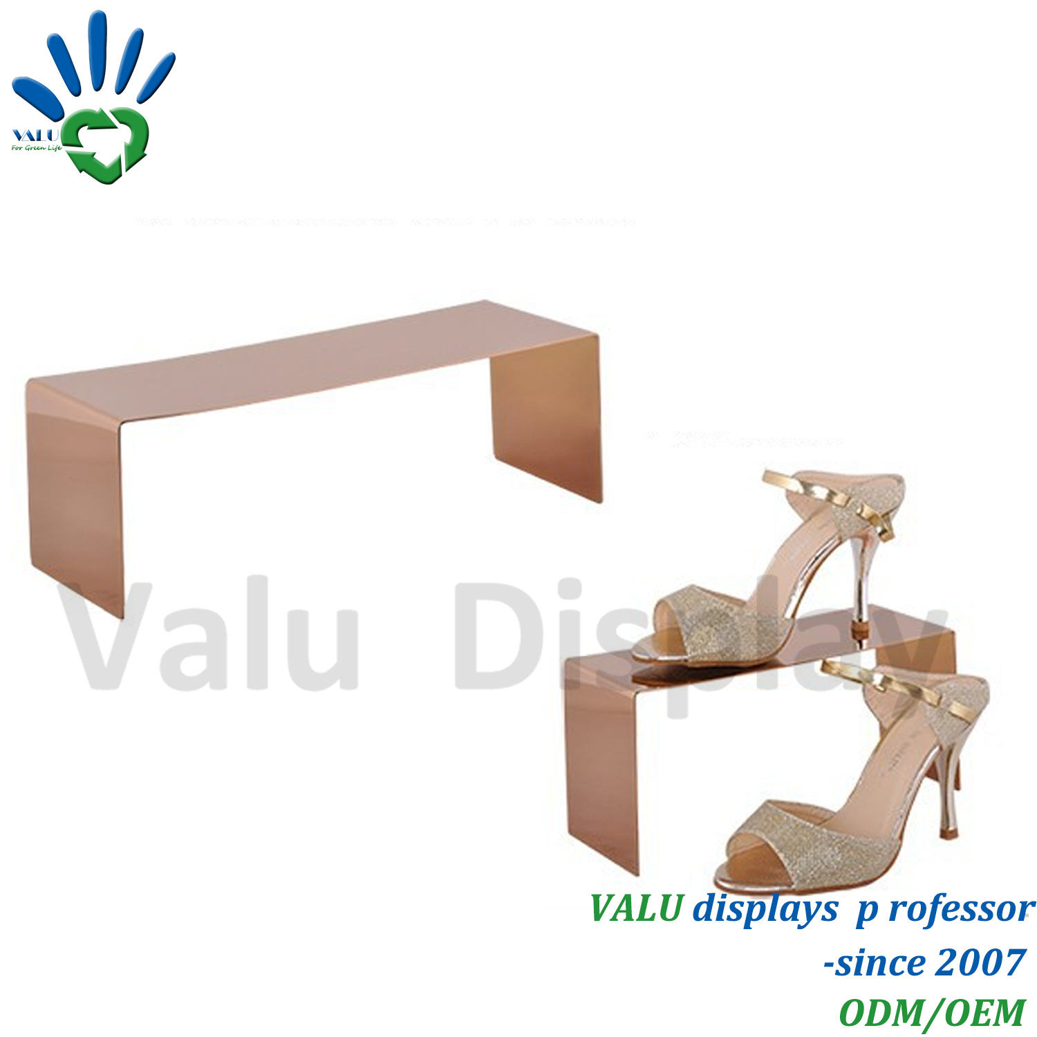 Eco-Friendly Polish Rose Golden Shoe Display Shelves (VMS504)