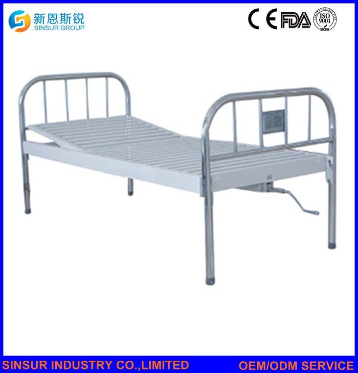 China Cheap Hospital Furniture Stainless-Steel Headboard/Footboard One-Function Manual Medical Bed