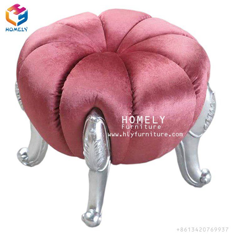 Wholesale Wooden Classical Pumpkin Round Shape Stool Foshan Chair