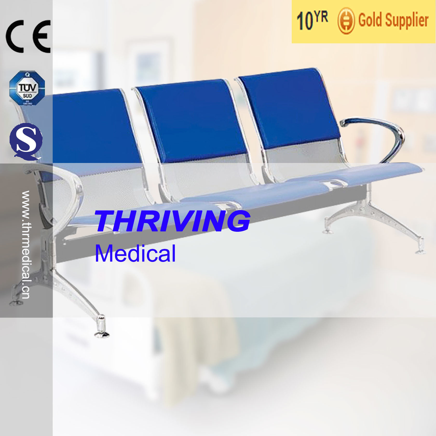 Low-Price Stainless Steel Hospital Accompaying Waiting Chair (THR-YD1030)