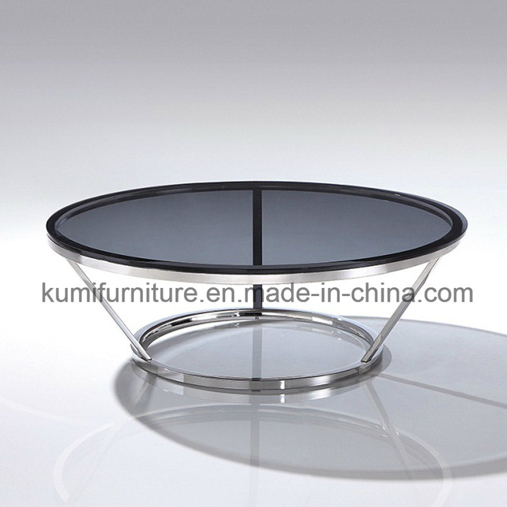 Round Coffee Table with Tempered Glass Top