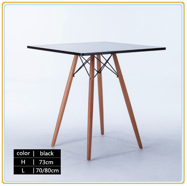 Home Furniture Black Table with Wooden Legs Cheap Dining Table