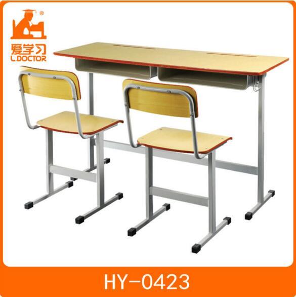 Wood Study Desk with Chairs of Education Furniture