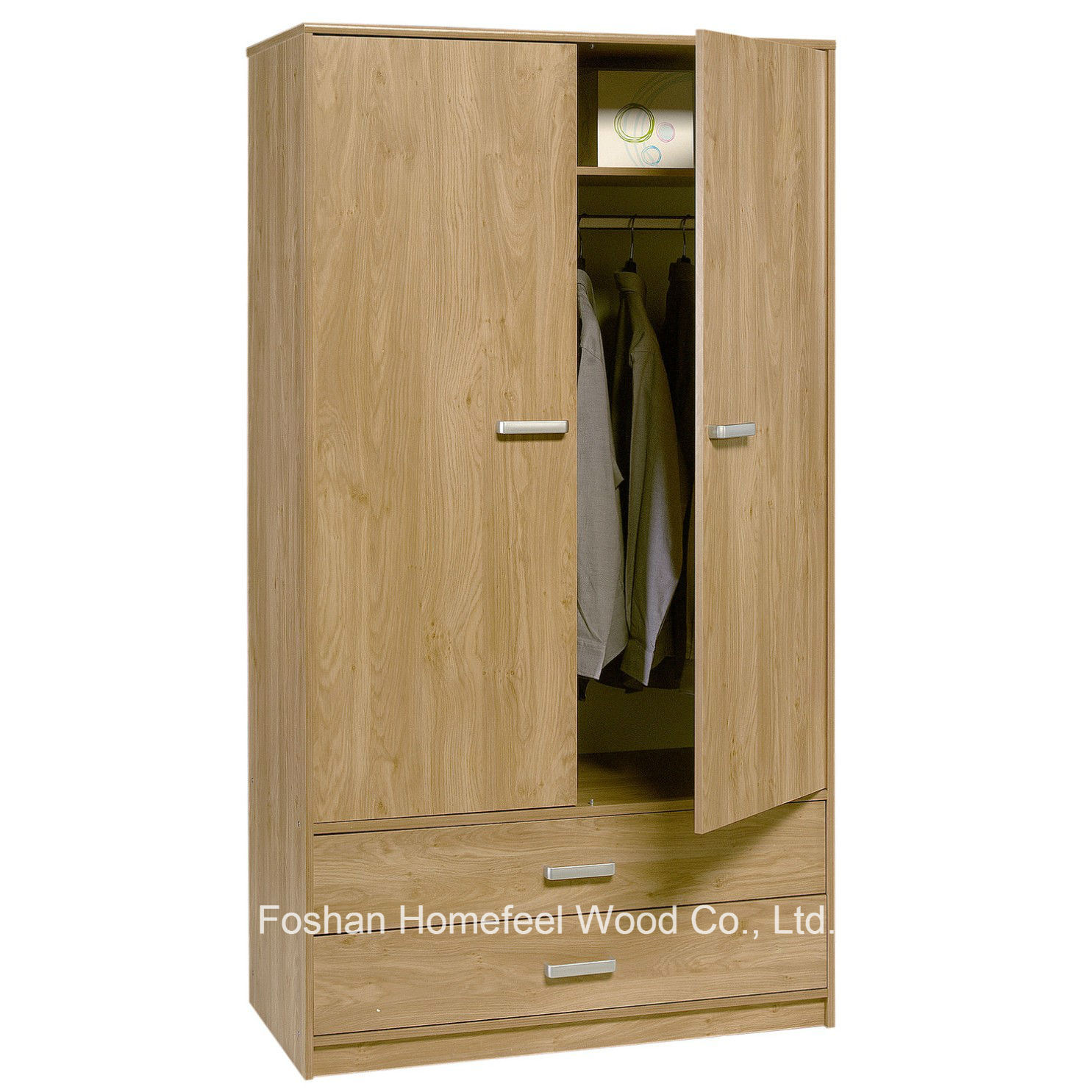 Bedroom Wooden 2 Door Combination Wardrobe with Drawers (WB49)