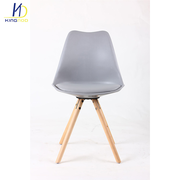 Modern Dining Chair PP Chair with Cushion and Wood Legs