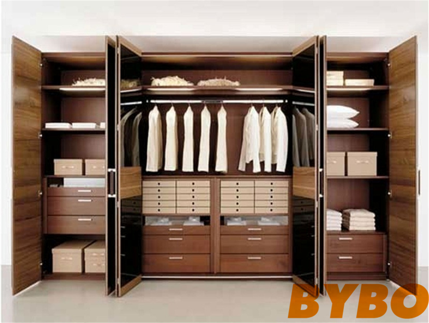 Bi-Fold Timber Veneer Finish Wardrobe (BY-W-20)