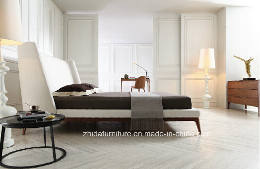 Hot Sale Bedroom Furniture White Fabric Modern Style Bed (MB1203)