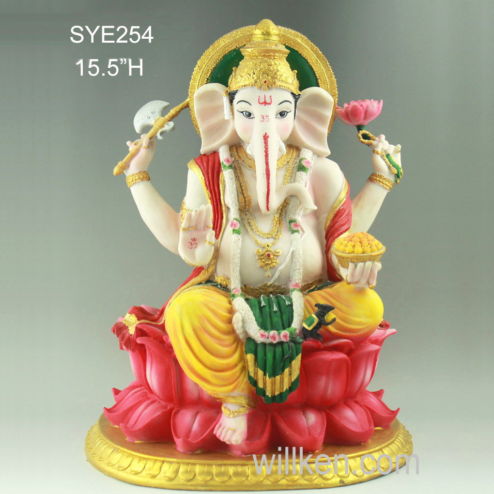 Resin Golden Ganesh Figurines Ganesh Statue Puja Statue