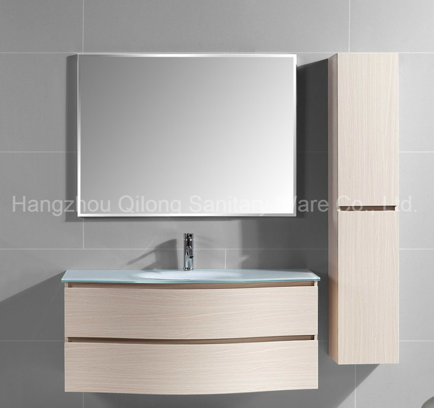 Melamine Bathroom Cabinet with Glass Sink Vanity