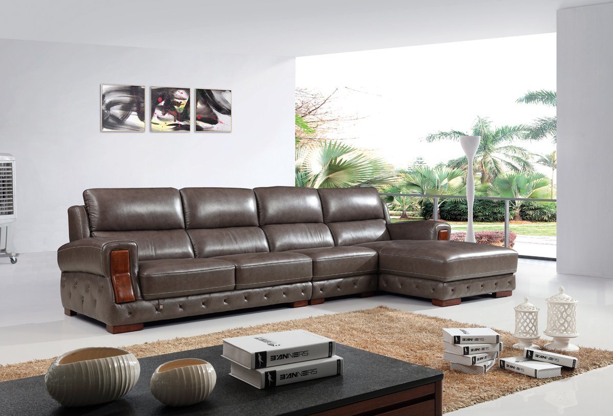 Italian L Share Living Room Genuine Leather Sofa (SBL-1705)