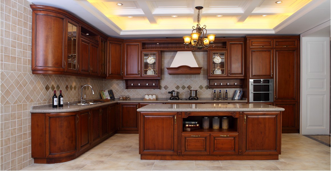 Solid Wood Kitchen Furniture Customized Kitchen Design (zq-015)