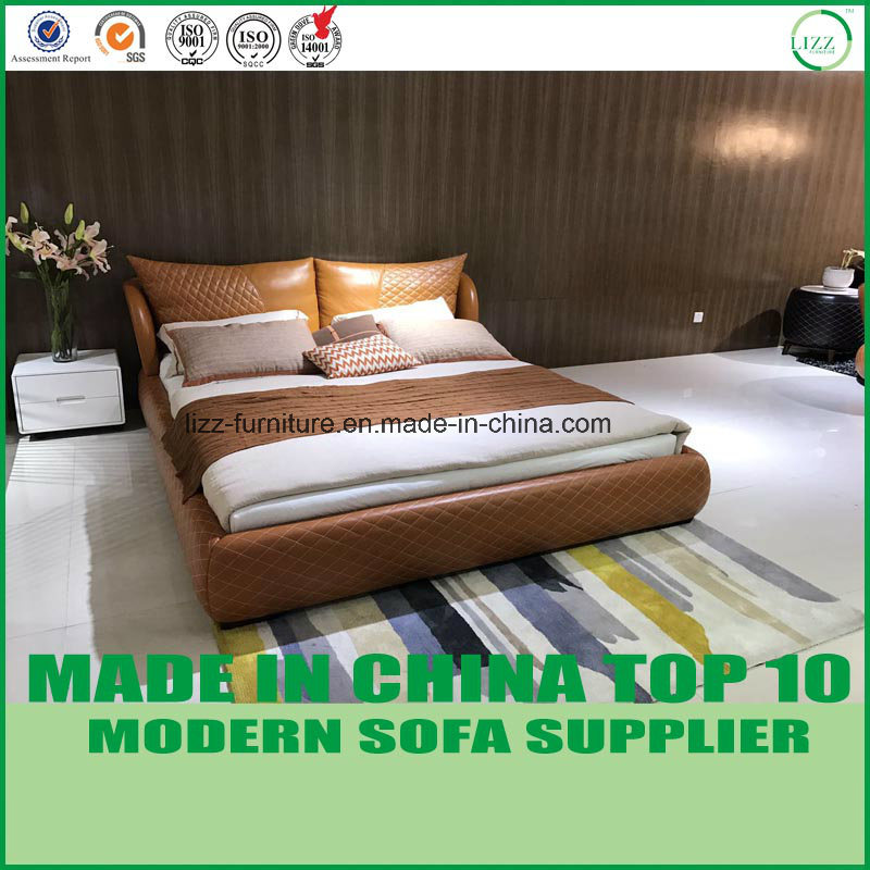 American Modern Bedroom Set Soft Leather King-Size Bed