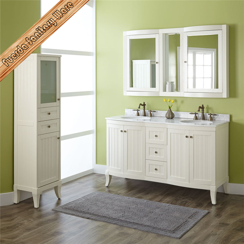 Fed-1828 60 Inch Top Quality White Finishing Double Sinks Bathroom Vanities