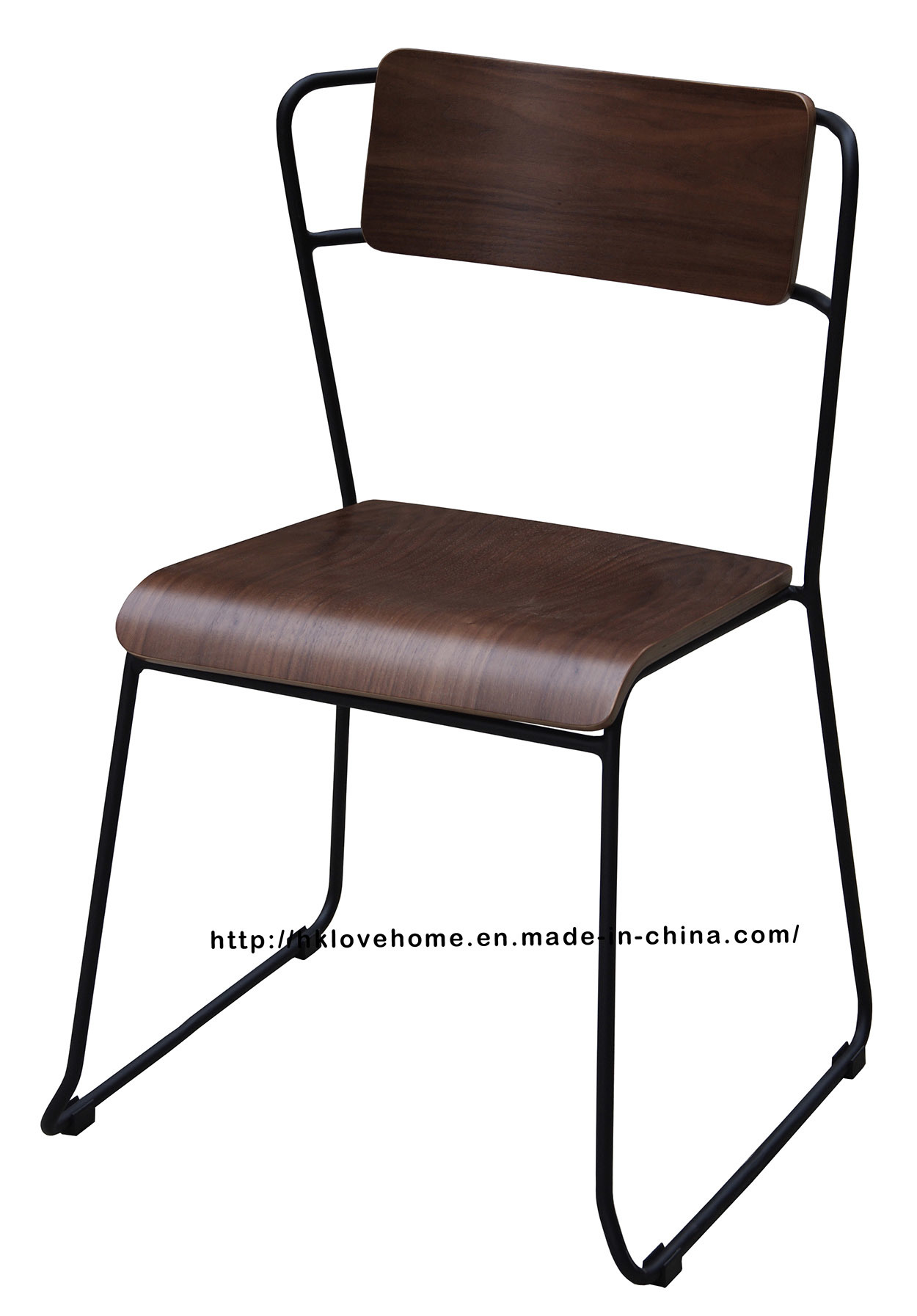 Modern Metal Furniture Walnut Plywood Side Dining Chair