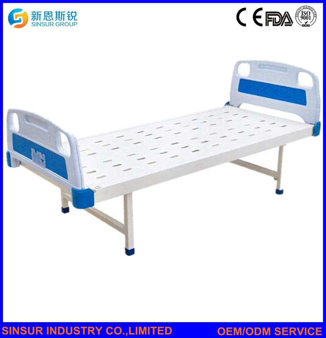 Hospital Furniture ABS Footboard/Headboard Steel Flat Nursing Medical Bed