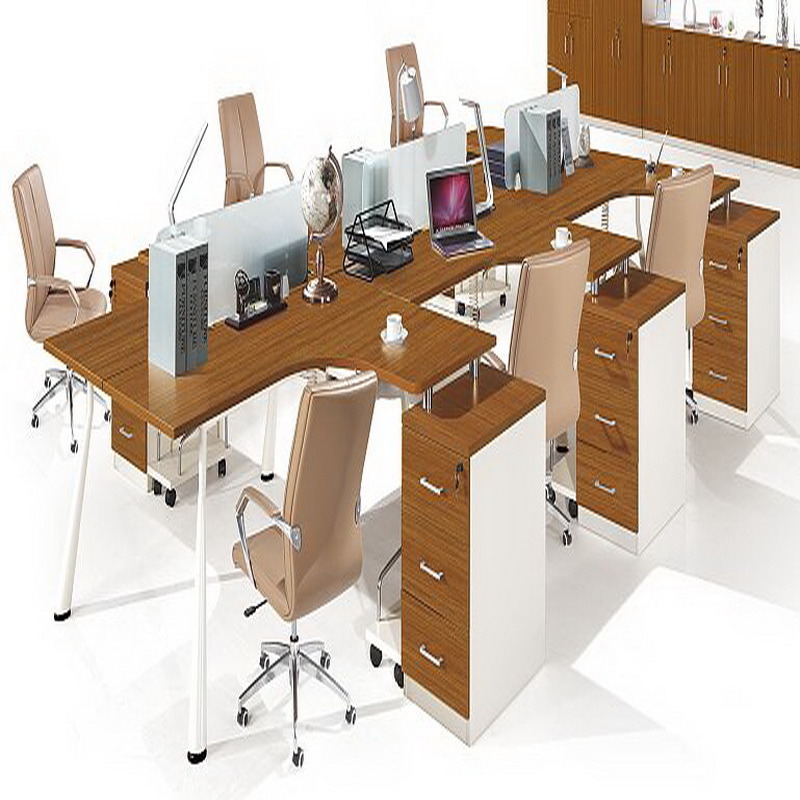 Teak 6 Person Computer Workstation Table