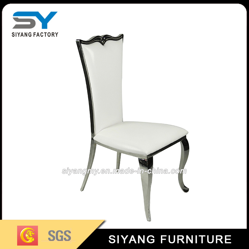 Silver Metal Dining Room Chair Wedding Chairs with Leather