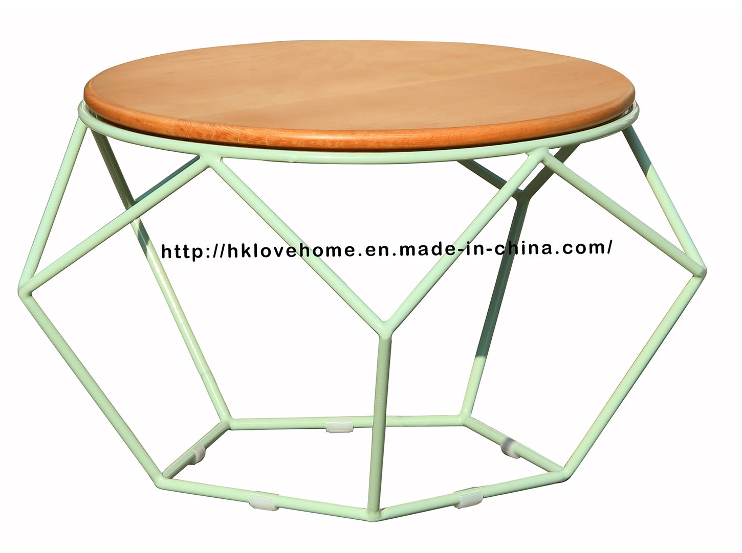 Morden Dining Coffee Metal Wire Wooden Top Table