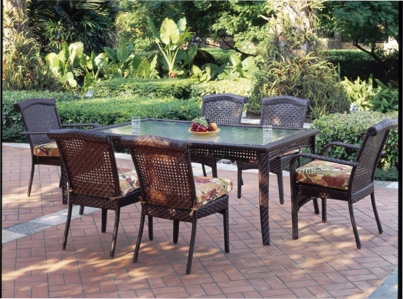 6-Seater Classic Rattan Dining Table Sets Wf050028