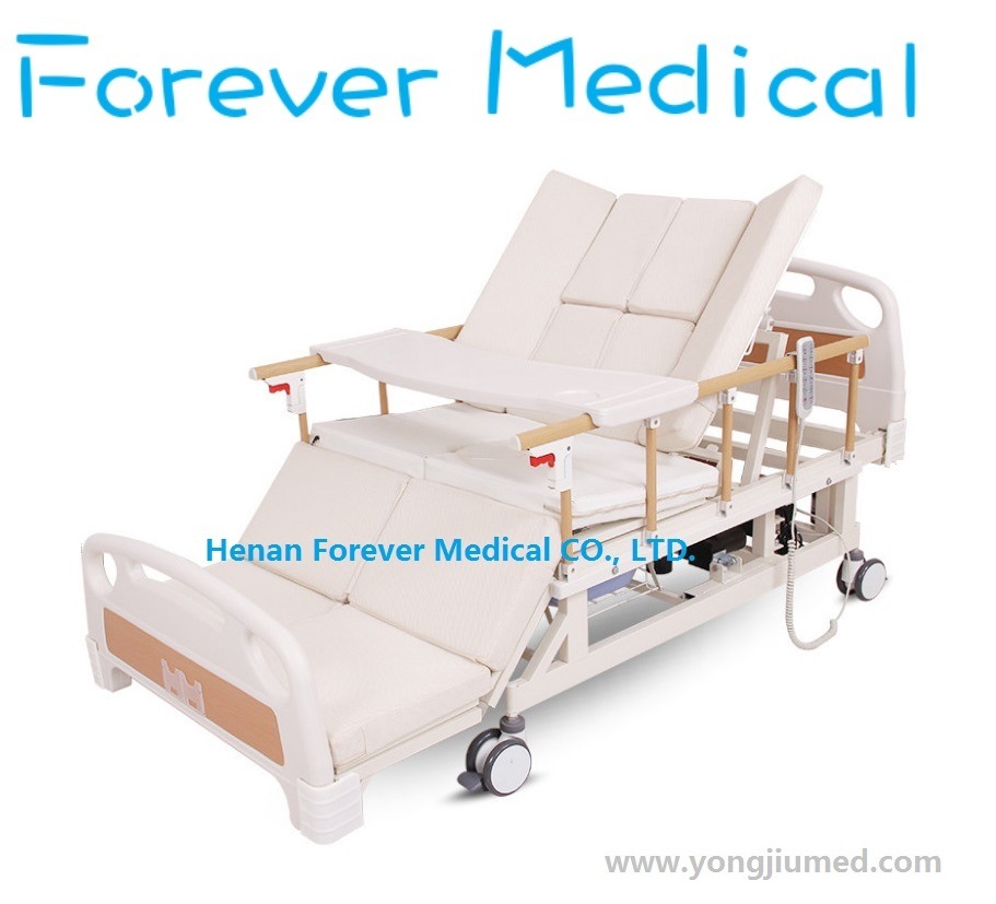 Medical Metal Bed Hospital Furnitures Electric Hospital Nursing Bed with I. V. Pole