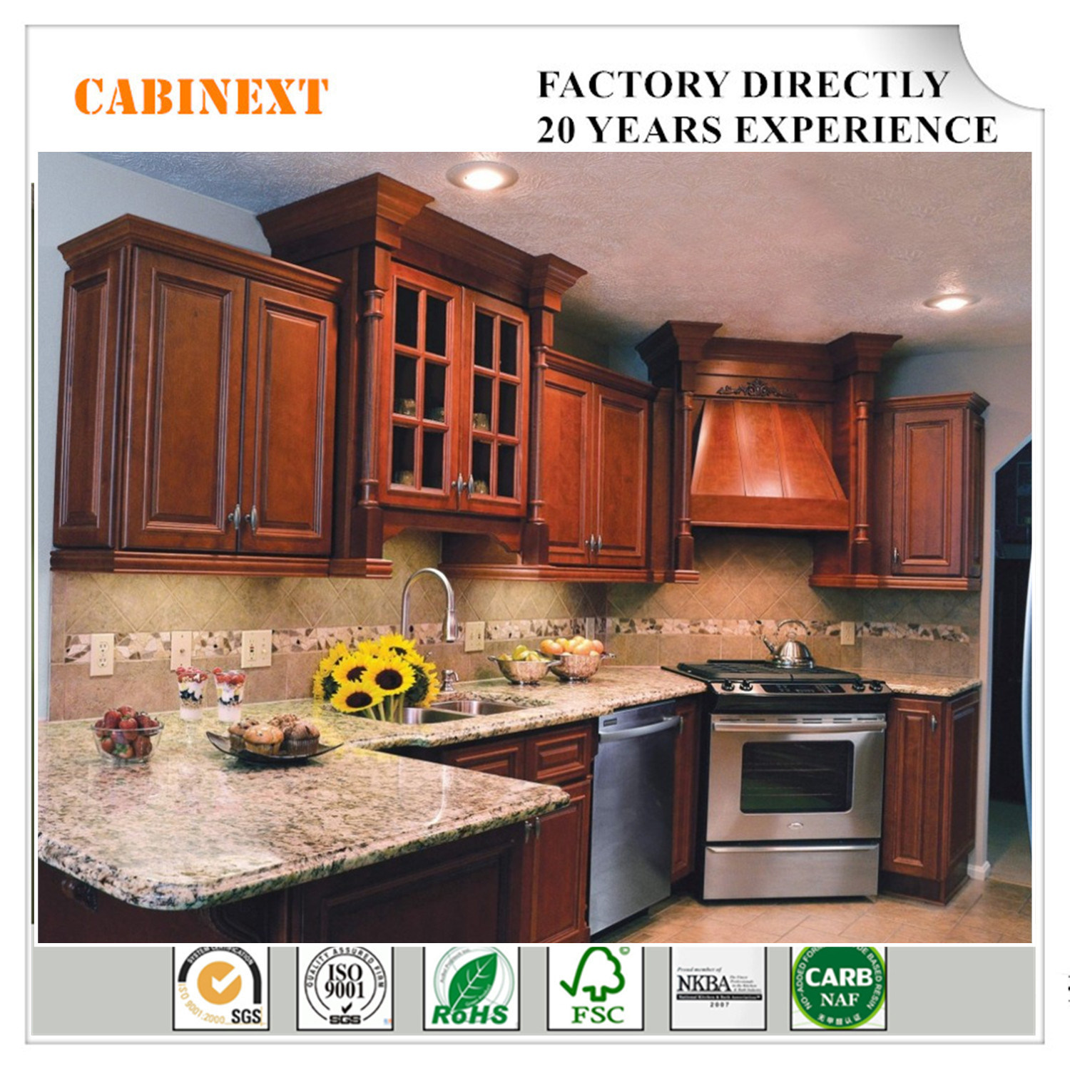 Traditional Kitchen Cabinets Americal Style Solid Wood Factory Directly