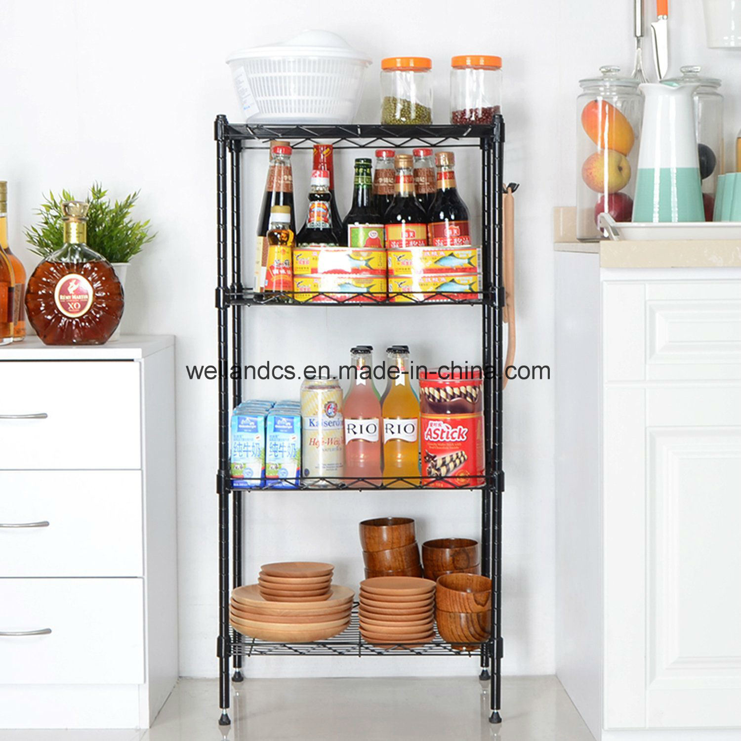 Space Saving 4 Tier Wire Shelving Rack Adjustable Metal Kitchen Storage Shelf