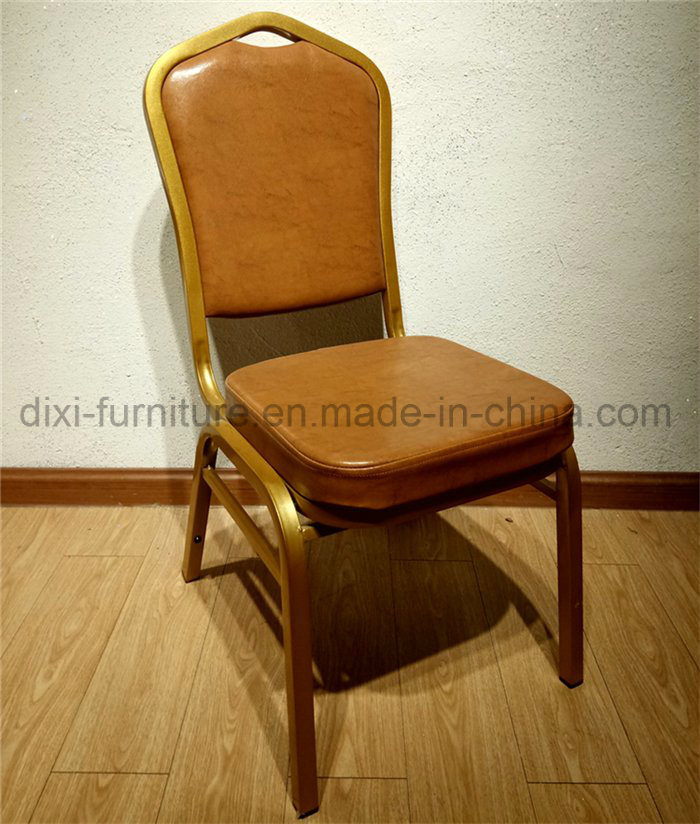 Crown Back Leather Upholstery Metal Iron Restaurant Hotel Banquet Chair