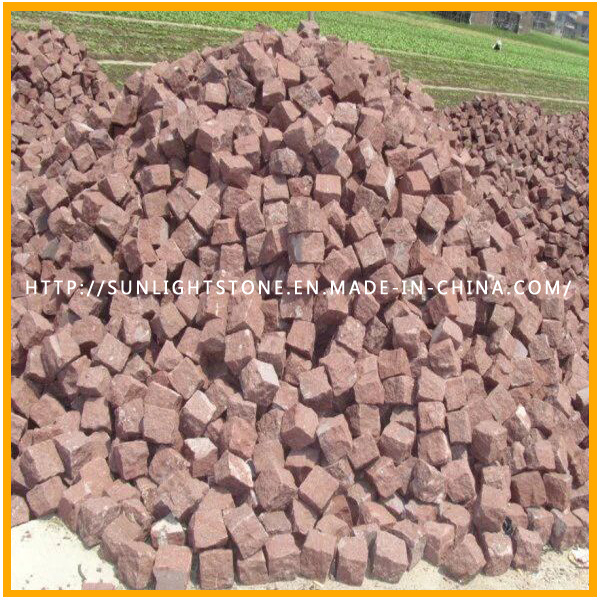 Natural Split Red Granite Cubic/Cubestone for Garden Landscape/Sidewalk Paving