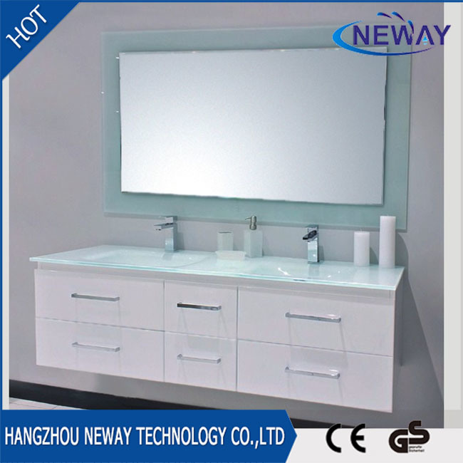 Modern Wall Mounted PVC Furniture Bathroom Cabinet with Glass Basin