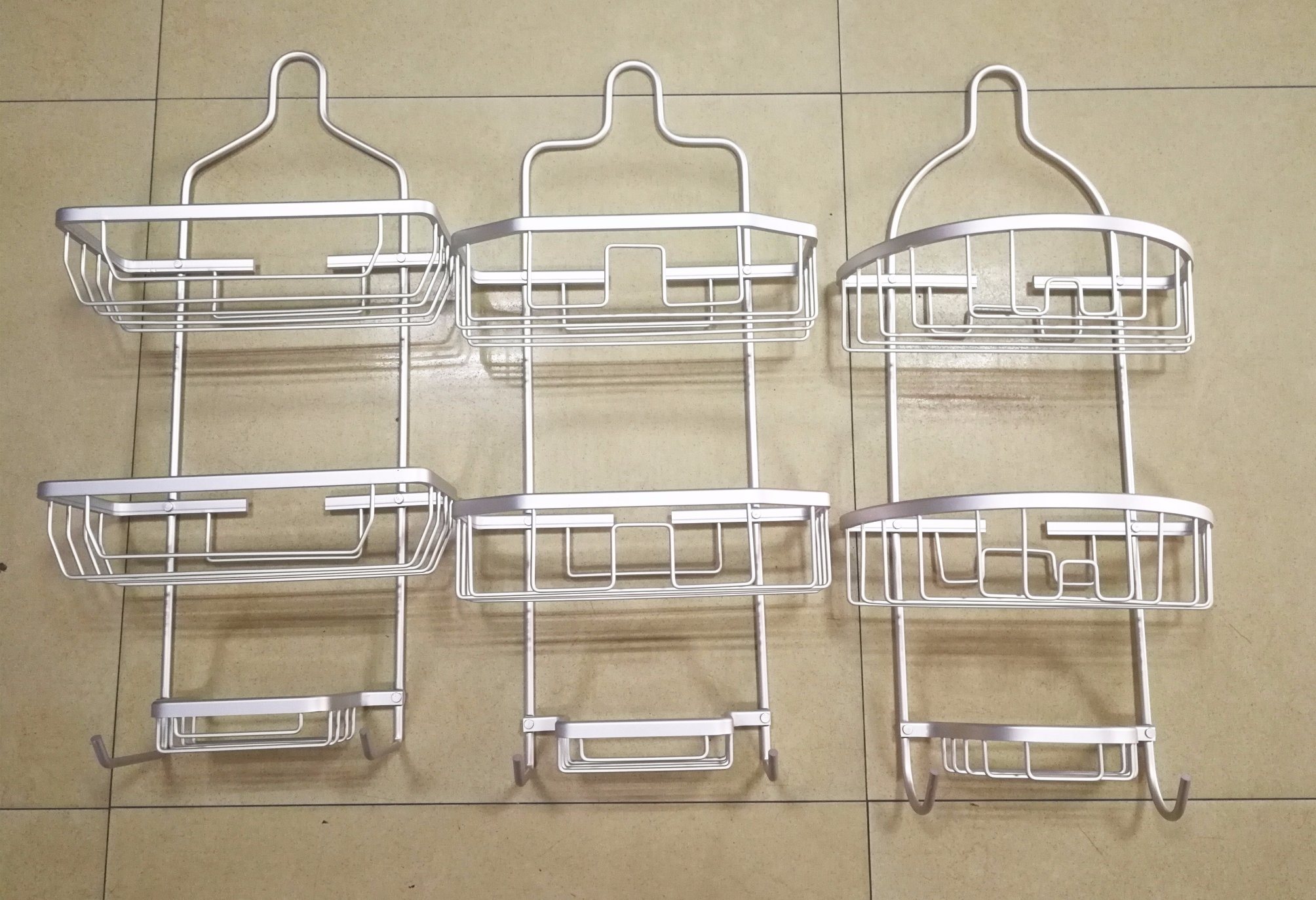 Aluminum Shower Caddy Aluminum Double Shelf with Soap Dish