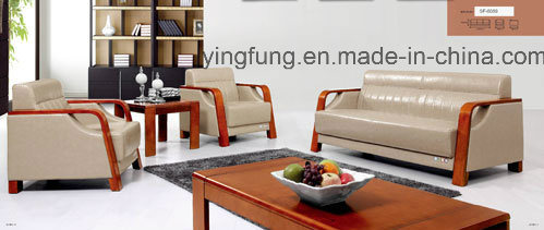 Modern Office Furniture Leather Sofa with Wood Base (SF-6089)