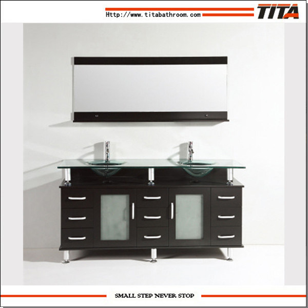 Large Chinese Bathroom Vanity Cabinet Glass Basin Furniture